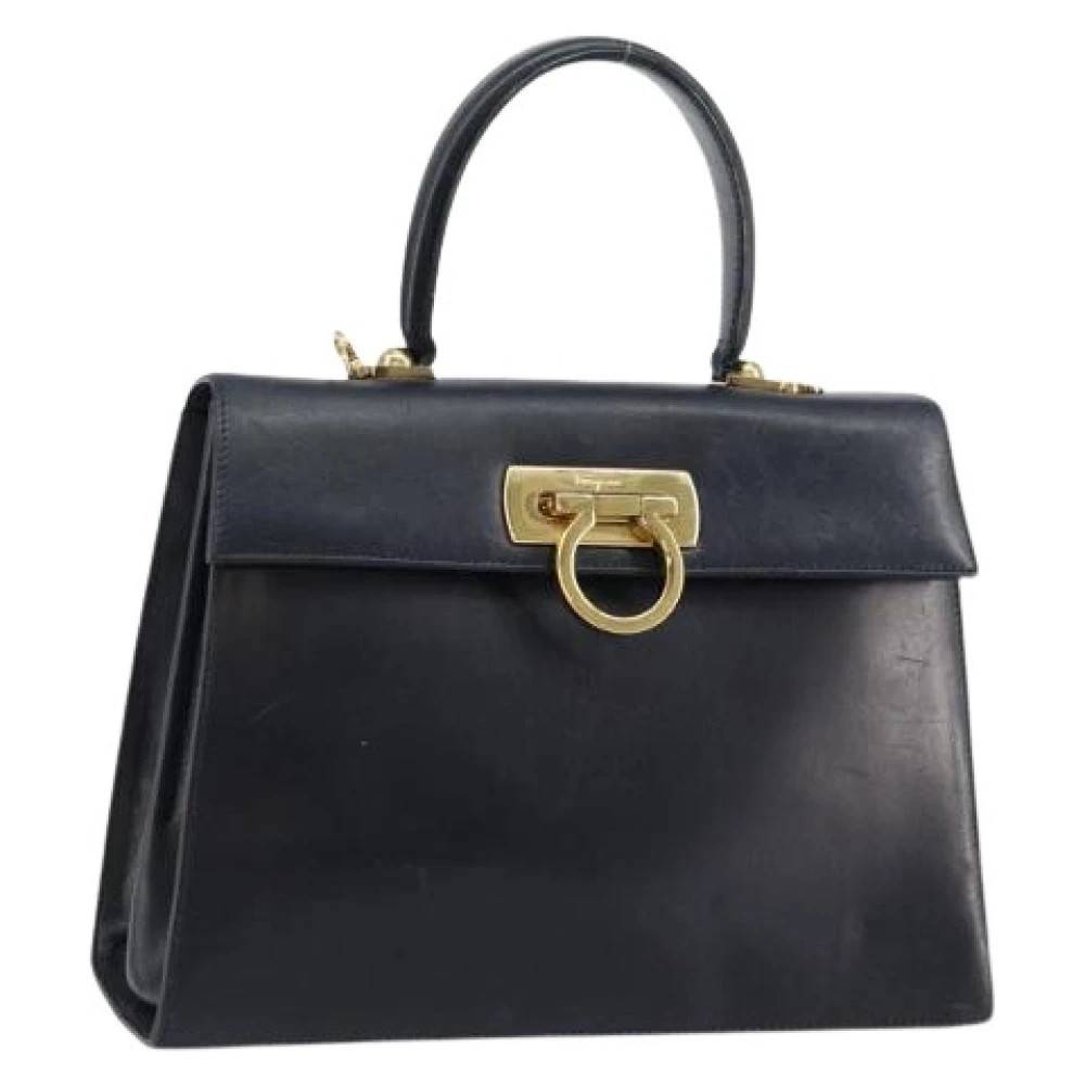 Salvatore Ferragamo Pre-owned Pre-owned Leather Handbag - Vintage - Dame - Blå - ONE SIZE - Læder