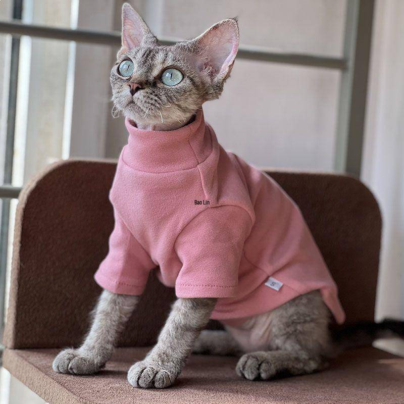 Sphynx/Devon Pälslös Hög Hals Kattkläder - Mjuk Varm Baslager för Vår, Höst, Vinter