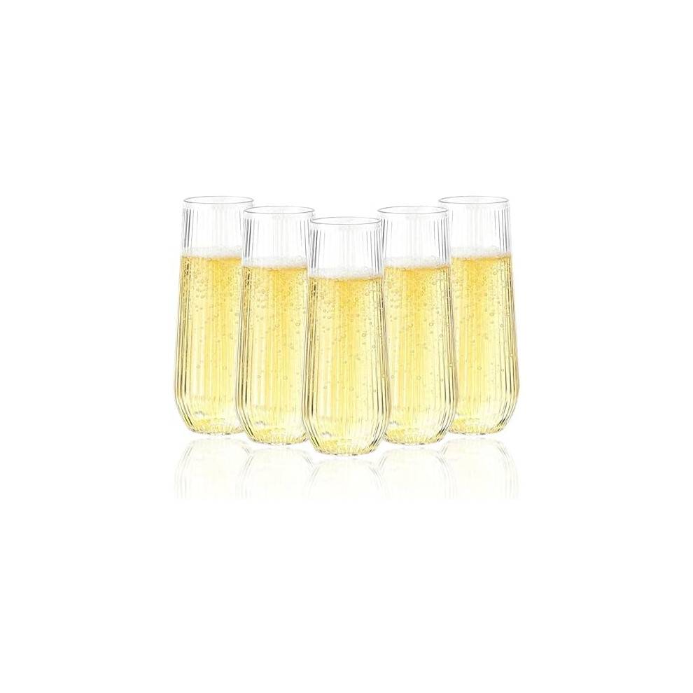 24 stk. 9oz klare champagneglas uden stilk – engangsglas i plastik til bryllupper, fester, barer – kompatibel med standard champagne