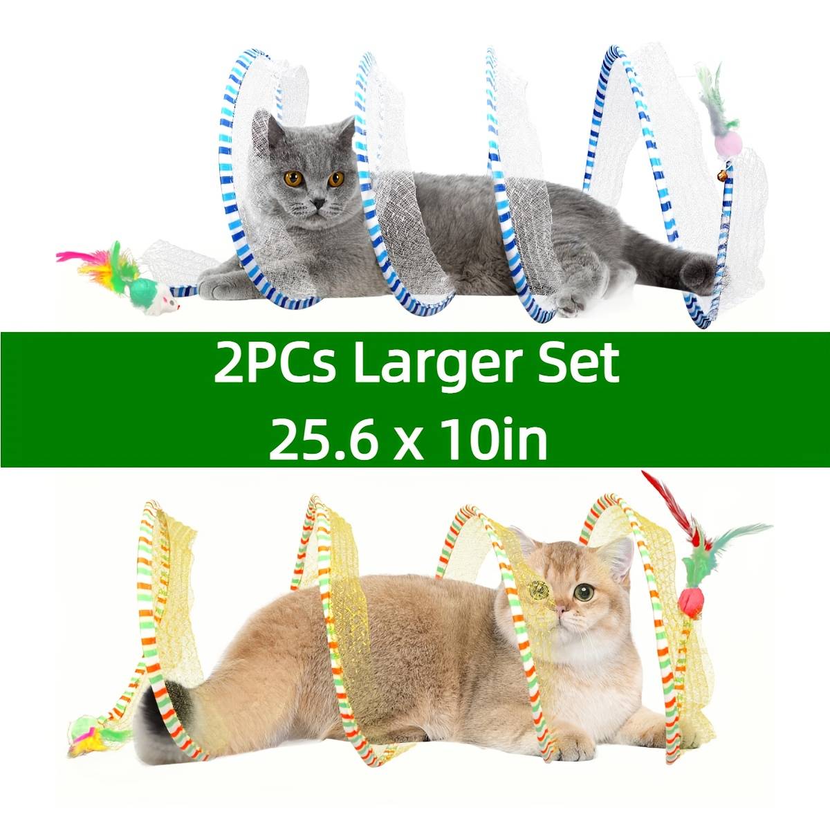 Set Of 2 Spring Toys For Cats, Foldable Self-play Tunnels Designed For Hunting, Featuring Feather Mouse Toys, Ideal For Small Cats And Kittens, Providing Fun Indoor Entertainment