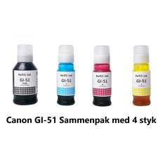 Canon GI 51 Sammenpak med 4 styk kompatibel Blækrefill Indeholder ialt 350ml.