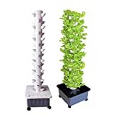 Hydroponics Tower, 15 våningar 45 hål Aquaponics odlingssystem, jordfri odling, Garden Aeroponics odlingssats för örter, frukter och grönsaker med hydratiseringspump, adapter, nätkrukor