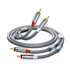 RIKSOIN RCA Cable 1.2 m, [Anti Interference Magnetic Ring] 2x RCA Male to 2x RCA Male Audio Cable with Nylon Braided 2RCA HiFi Aux Cable for Amplifier, Home Cinema, TV, DVD