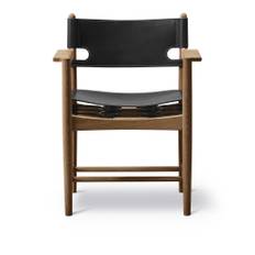 Fredericia Furniture - The Spanish Dining Armchair, Smoked oak, Black leather - Matstolar - Børge Mogensen - Svart - Läder/Trä