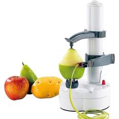 Frugt- og grøntsags skræller - rustfrit stål - elektrisk skræller - æbleskræller - kartoffelskærer - automatisk skræller (hvid)
