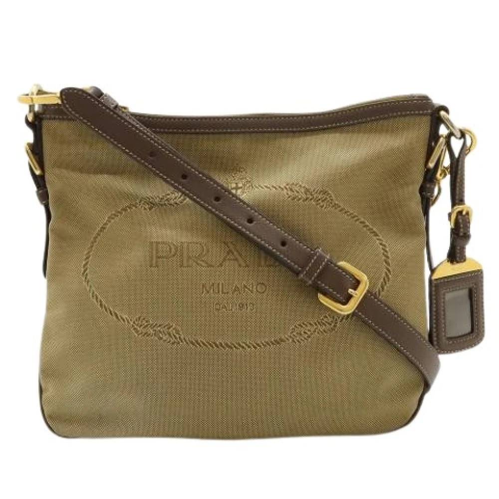 Prada Vintage Pre-owned Vintage Canvas Clutch Skuldertaske - Vintage - Dame - Beige - ONE SIZE - Uld