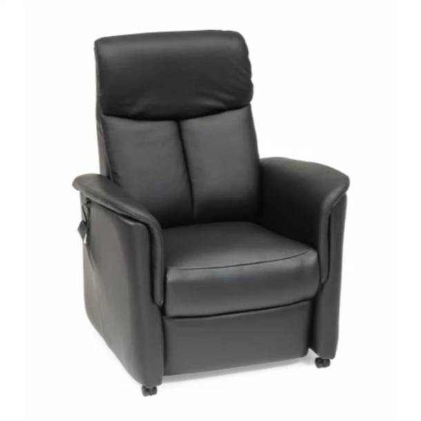 GLOBAL COMFORT FREDENSBORG 4461 LÆNESTOL MED SÆDELØFT - SORT SOLEDA/SKAI LÆDER - STÆRK PRIS