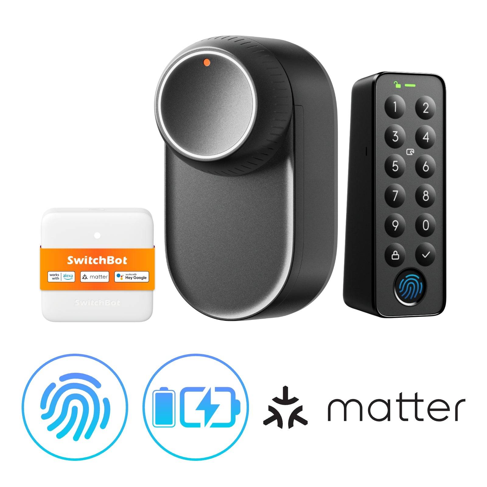 SwitchBot Lock Ultra Touch Combo - Lock Ultra + Hub Mini Matter + Keypad Touch / Black