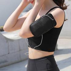 Universiell Löpning Idrott Armband Utomhus Gym Mobiltelefon Plånbok Fodral Rapportering Hållare Kompatibel med Airpods Pro iPhone Samsung Och Annan Sm - Svart (En-Storlek)