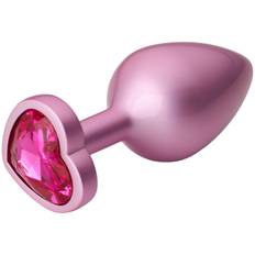 baseks Rosa Hjärtformad Metall Analplugg Medium - Ljusrosa