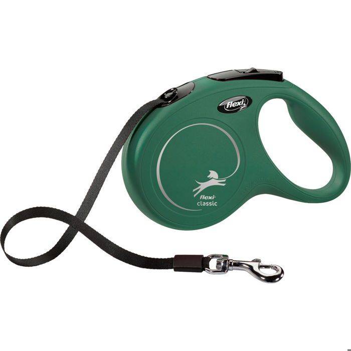 Dog leash - TRIXIE - Flexi Classic - Green - 5 m - Comfortable braking system grön