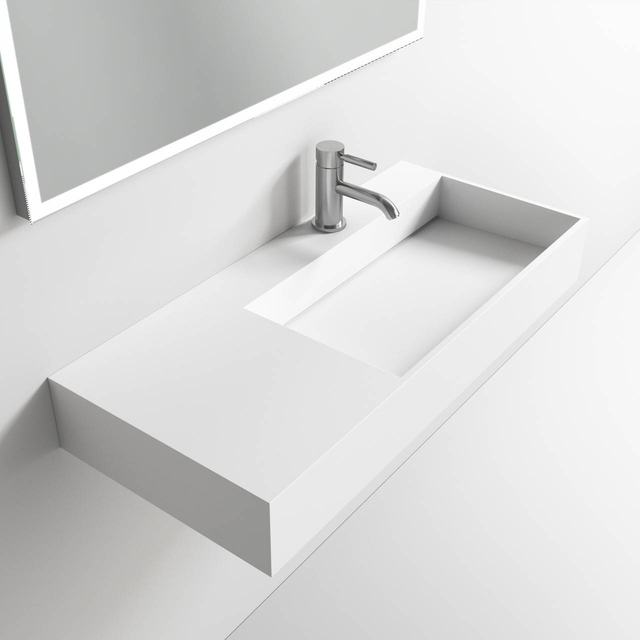 Kubo Inside 90R - 90x40 Håndvask Mathvid SolidTec® Vask - fra Bad&Stil.