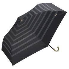 World Party Parasol Folding Umbrella Black Black 50cm Ladies Umbrella with Bag Blackout Ribbon Border Mini (Wpc.) 801-203BK