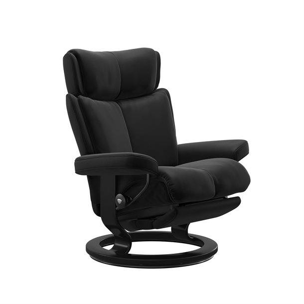 Stressless Magic lænestol m. Power leg/back - Classic stel / Sort Paloma læder