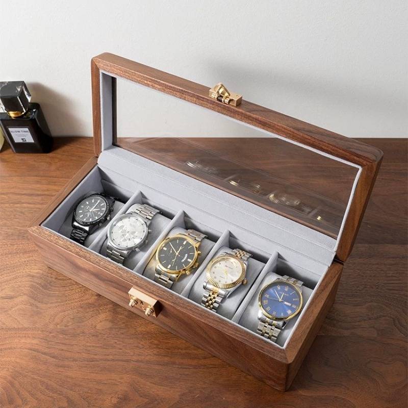 Solid Wood Watch Boxes Men's Watch Organizer Boxes Retro Portable Watches Storage Box Desktop Watches Bracelet Storage Case