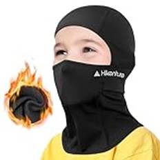 HIKENTURE Barn balaclava varm, stormmask vindtät, skidmask under hjälm, skidmask för pojkar flickor, balaclava, ansiktshuva för cykling, skidåkning en storlek svart A2, svart, 3-13 Jahre