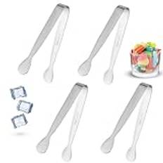 Mini sockertång 4 stycken köksmetalltång, grilltång liten, mini sockertång rostfritt stål tänger 11 cm liten tång för glass, sallad, brödrost, desserter, förrätter, buffé, matlagning, bakning och