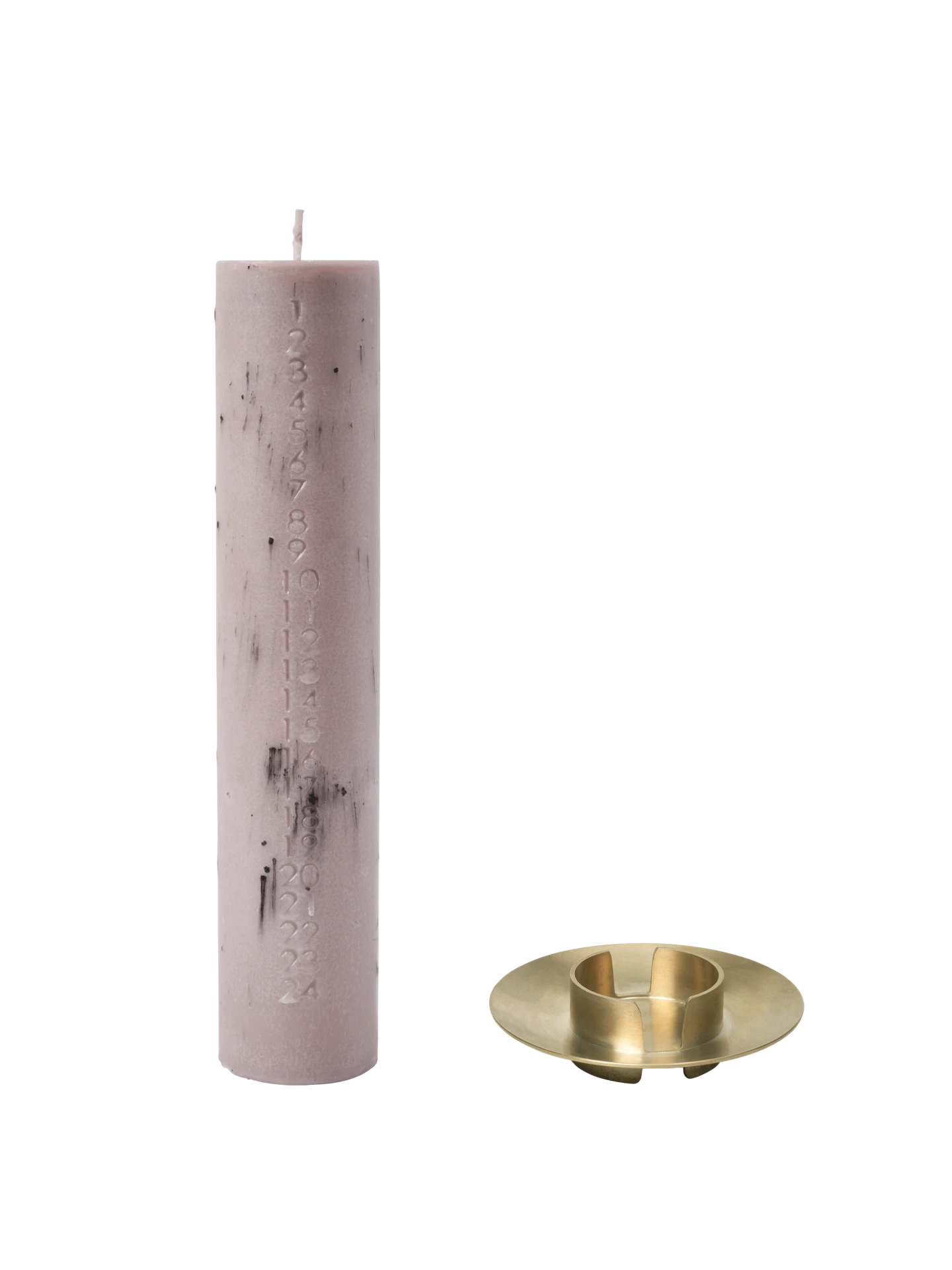 Mura Advent Candle - Orchid & Block Candle Holder - Brass - Gift Set