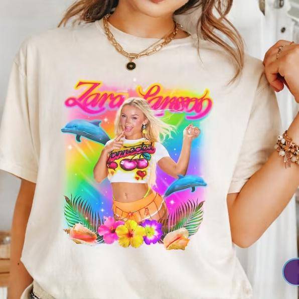 Sommarrea Zara Larsson Delfintryckt T-shirt Unisex Y2K Gotiskt Tryck Rundhalsad Vardaglig T-shirt Retro Vintage Grafisk Överdimensionerad T-shirt cm w