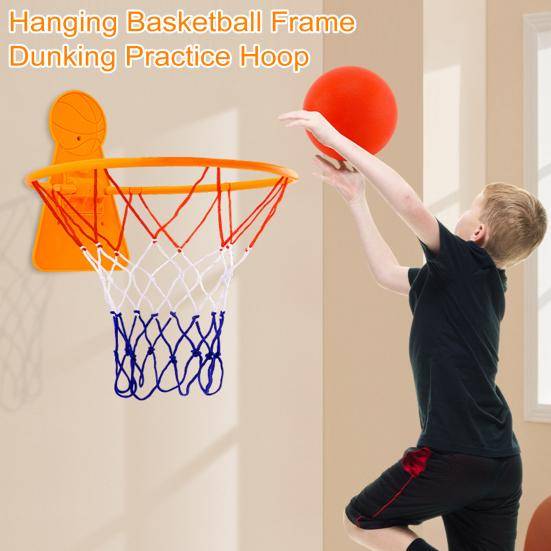 Hopfällbar Basketkorg för Barn Justerbar Höjd Inomhusleksak Utan Borrning Väggmonterad Basket orange