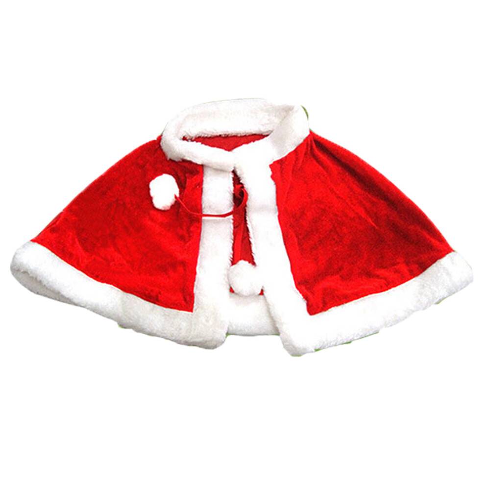 Rød fløjlskappe til jul, julemandskostume, let at have på, rollespilskostume med elegant hættedesign, festligt look, festtøj, vintervarmt C