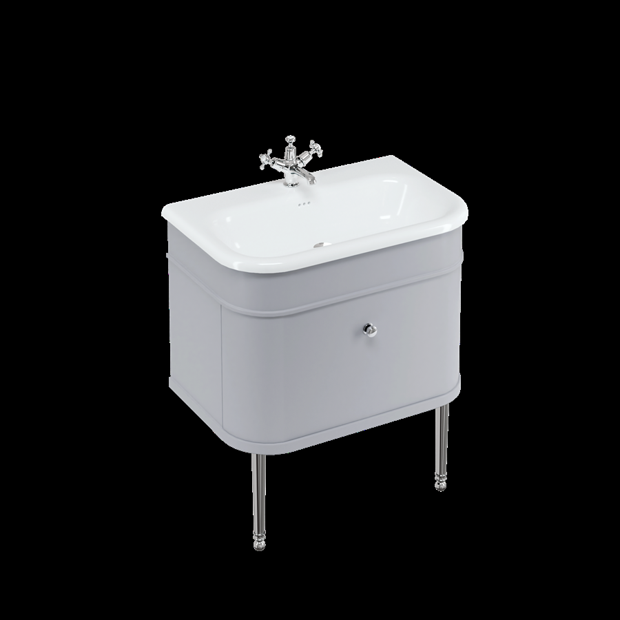 Burlington Kommod Chalfont, 1 Låda (Grå/75cm/Möbelben - Krom)