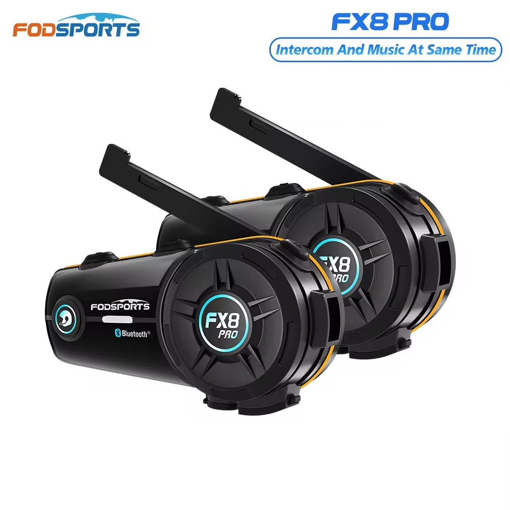 2pcs Fodsports FX8 Pro Motorcycle Intercom Bluetooth Helmet Headset ,8 Rider 2000m,Support APP.