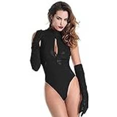 PVC Catsuit dragkedja till grenen bodysuit med handske, svart, XXXX-Large