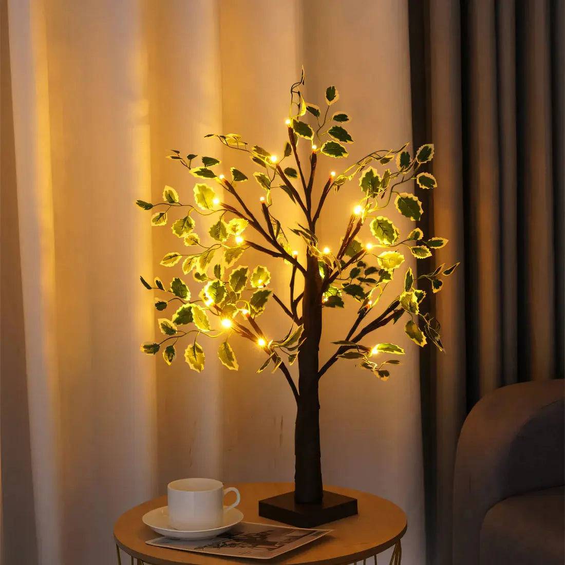Magisk BrightTree Bordslampa – Elegant Träddesign med Varm LED Belysning - Svart / 60 cm