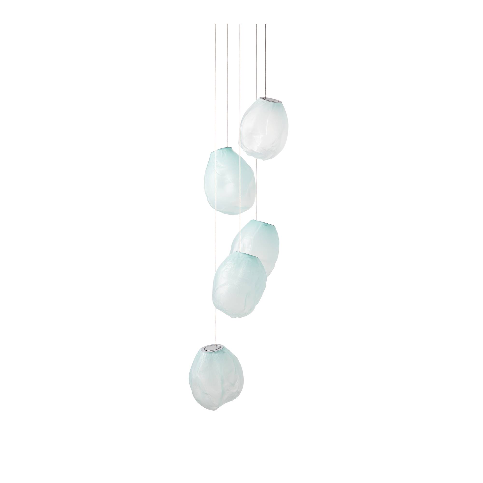 Bocci - 73.5v pendant lamp opaque blue with canopy brushed nickle round - Klusterlampor - Omer Arbel - Blå