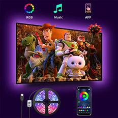 Romwish LED TV Hintergrundbeleuchtung, 4.5M LED Strip USB Bluetooth Licht für 50-65 Inch RGB 5050 APP Control Sync mit Music Bias Lighting LED Beleuchtung für HDTV, TV-Bildschirm, PC