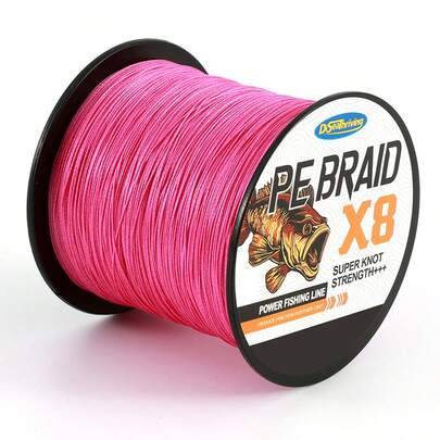 100m/300m/500m hållbar 8-trådig multifilament PE X8 flätad fiskelina, diameter: 0,14 mm–0,40 mm, draghållfasthet: 10 lb–60 lb, smidig kastförmåga, ult - Rosa (4-trådig 500,4-trådig 300,8-trådig 500,4-trådig 100,8-trådig 300,8 trådar 100)
