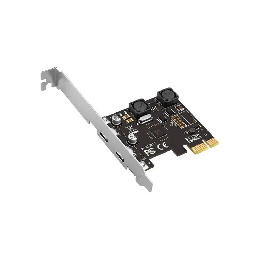 PCI Express X1 to USB 3.0 5Gbps 2-Port Type C Expansion Card Hub Adapter Controller VIA Chip for Desktop PC