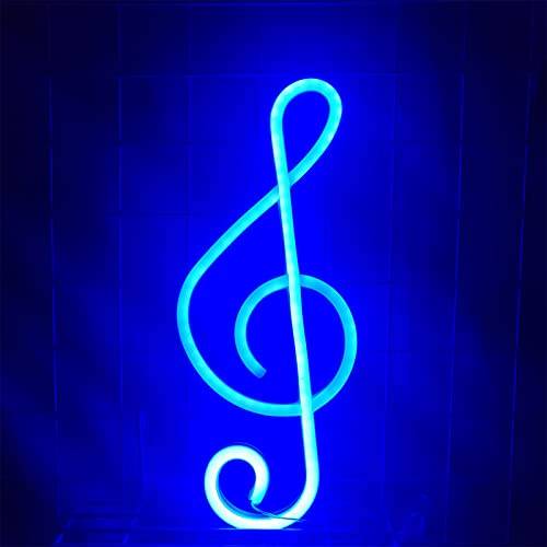 ENUOLI Musik Note Neon Signs Blue Neon Lights för vägginredning LED Nattljus Batteri eller USB Operated Neon Lights Light Up Signs Inredning för sovrum Vardagsrum Julbröllopsfest Bar (Blå)