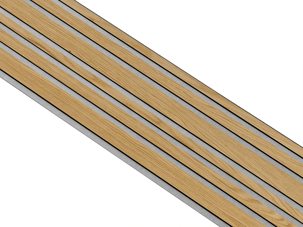 I-Wood Basic Mixed listebredde paneler, i sort kerne, klar oliering - mål 17 x 300 x 2780 mm.