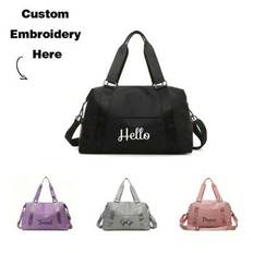 Anpassning av broderi Travel Duffle Bag, Vattentät Weekender Bag Bärpåsar för kvinnor, Reseväskor Sport Gym Bag för män, Sjukhusväska för arbete och l - Multifärgad