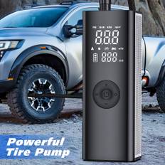 CARSUN Portable Air Pump Car Wireless Air Compressor Motorcycle Pickup Truck Digital 7600 MAh Ultra-high Power Tire Pump with Power Bank Flashlight svart