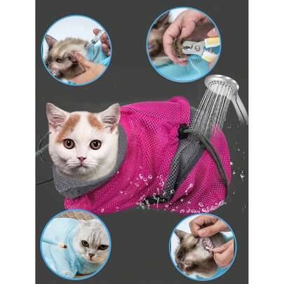 1 st andningsbar groomingväska i mesh för katt, kloklippningsväska med skydd mot rivning och bitning, groomingtillbehör för husdjur, kattborste, mors - Multifärgad (Multi-size)