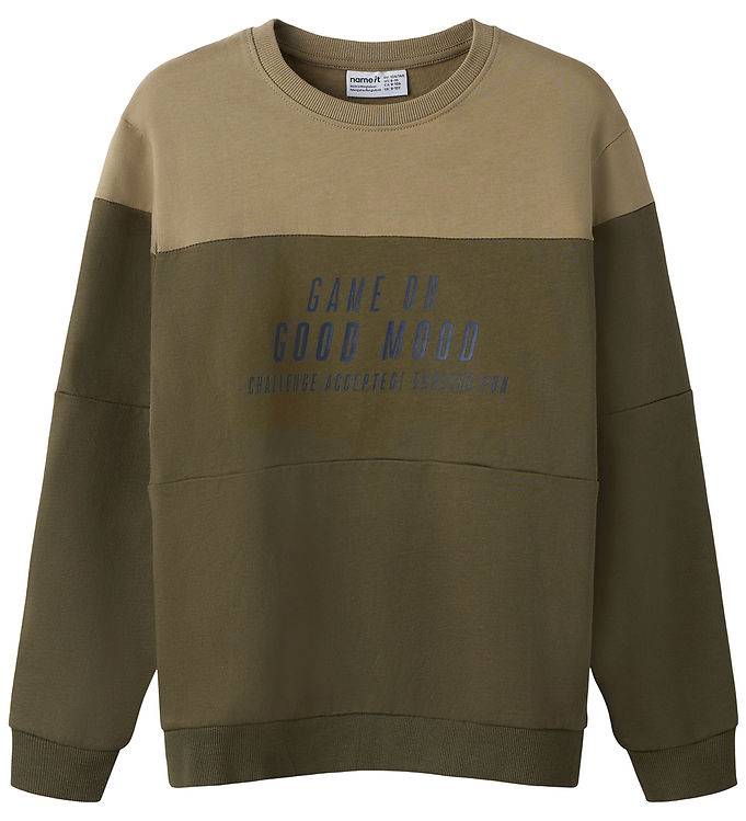 Name It Sweatshirt - NmmVemil - Olive Natt/Game On - Name It - 3 år (98) - Sweatshirt