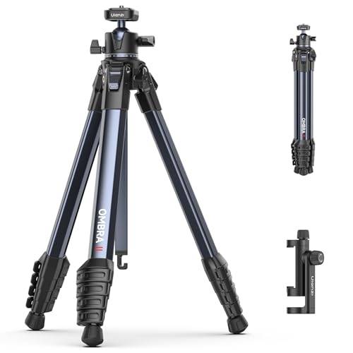 ULANZI Ombra Ⅱ kamerastativ 156 cm, 360° kulhuvud resestativ med Uka snabbfrigörande platta för DSLR Sony Canon Fujifilm kamera smartphone vlogging fotografering med telefonfäste bärväska