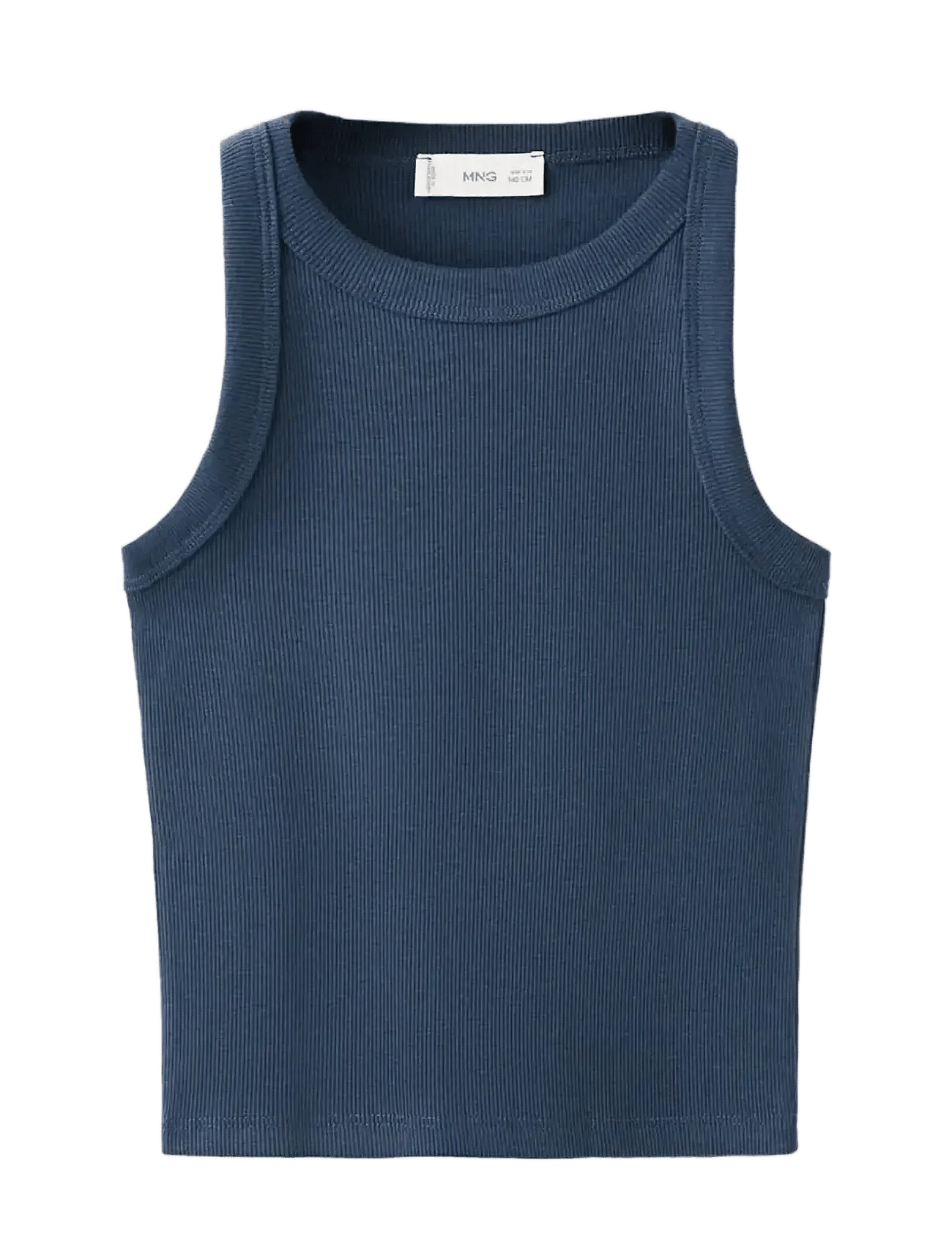 Mango Ribbed Cotton-Blend Top - Navy - 7-8