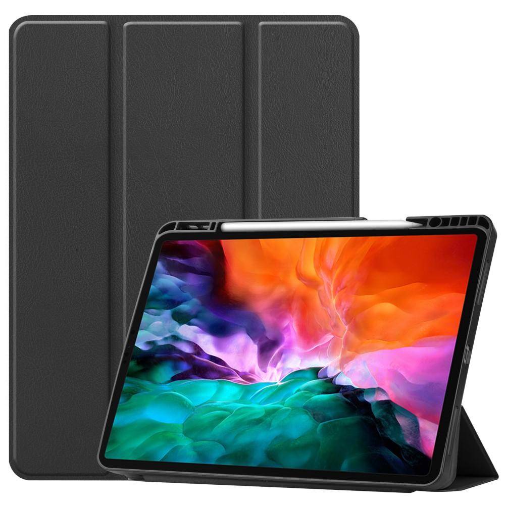 Apple iPad Pro 12.9 5th Gen (2021) Fodral Tri-fold med Pencil-hållare Svart