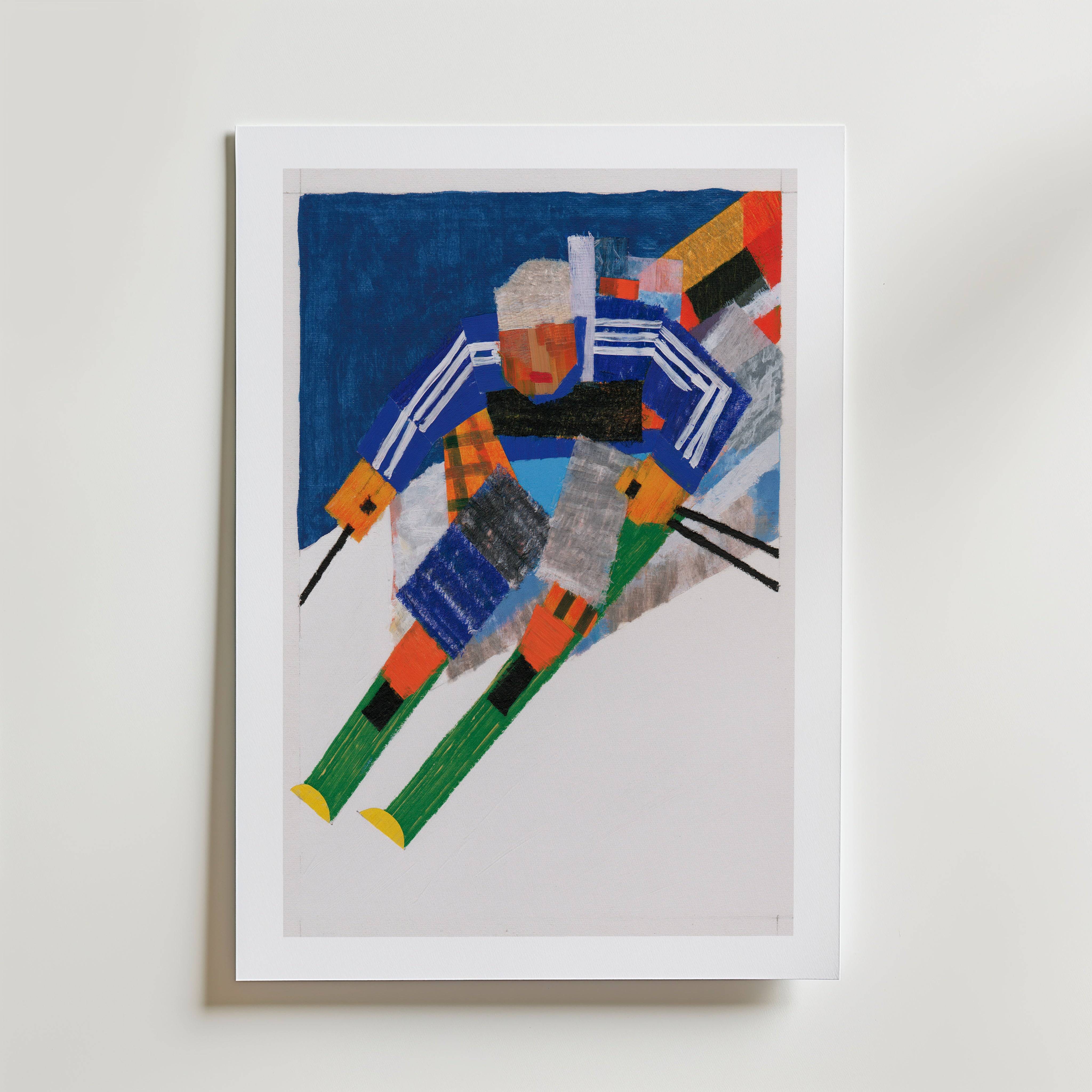 Alpine Descent Poster - Premium Canvas 70x100 cm Med passepartout