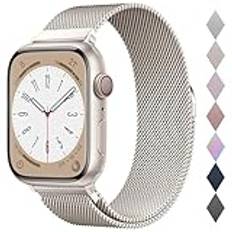 Original rostfritt stål ögla för Apple Watch Band 38 mm 40 mm 41 mm 42 mm 44 mm 45 mm 49 mm, magnetiskt lås ersättningsband för iWatch Series Ultra SE 8 7 6 5 4 3 2 1, kvinnor och män klockarmband för