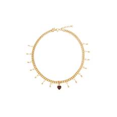 Drop of heart necklace moçambique granat guld