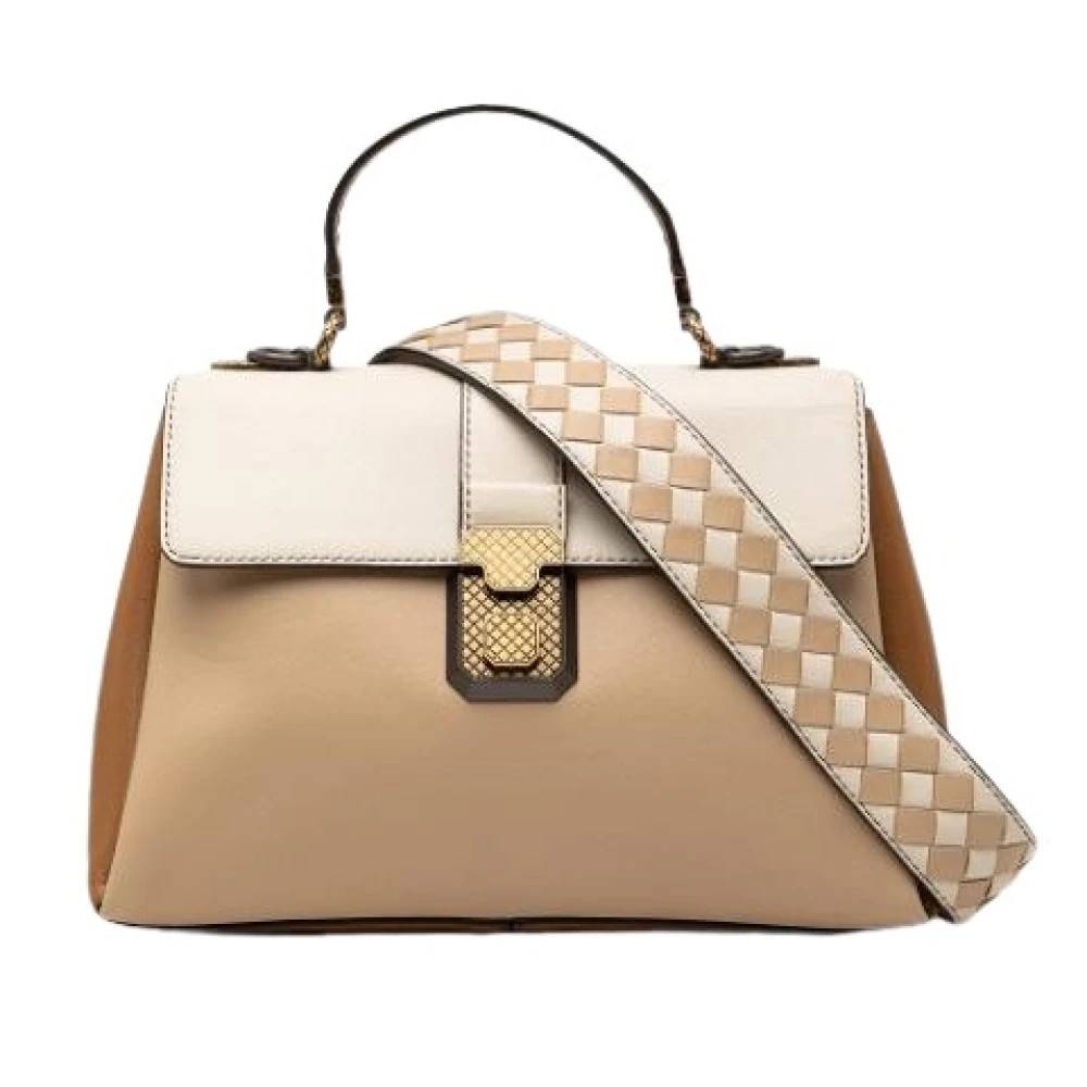 Bottega Veneta Vintage Pre-owned Piazza Satchel - Vintage - Dame - Beige - ONE SIZE - Læder