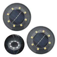 Solcelle Spotlys med jordspyd - Kold hvid - 8 LED - 2 stk
