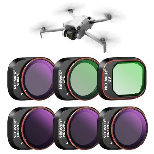 NEEWER 6 stycken ND/PL-filter, kompatibla med DJI Mini 4 Pro, 6 st UV CPL ND8/PL ND16/PL ND32/PL ND64/PL, polariserande neutral densitet, drönare, objektivtillbehör, aluminiumram