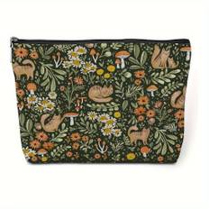 Fashion Animal Plant Print Makeup Bag Lightweight Travel Zipper Pouch Unisex Cosmetic Organizer For Women