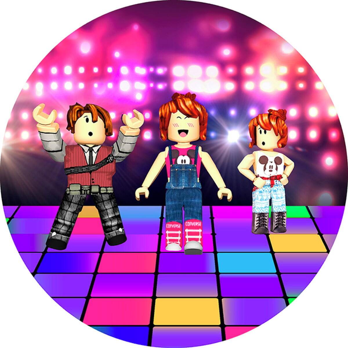 Roblox disco kageprint med tre figurer - 6 cm - 11 stk